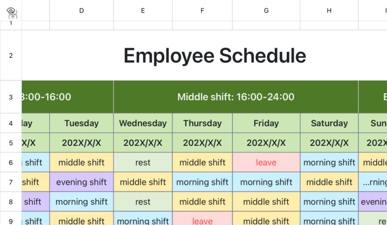 Employee schedules 2